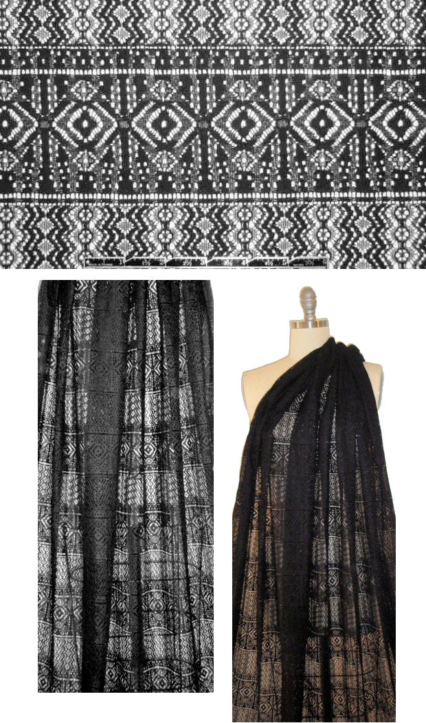 The0ry diamond stripe Italian cotton lace - black