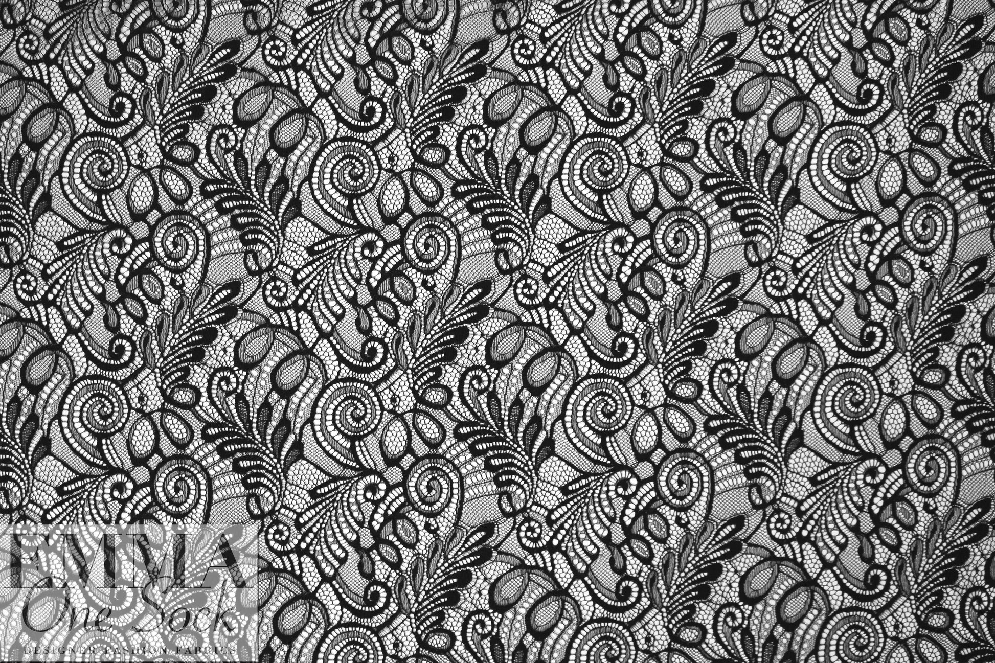 Trin@ Turk decorative swirl lace - black 1.66 yd