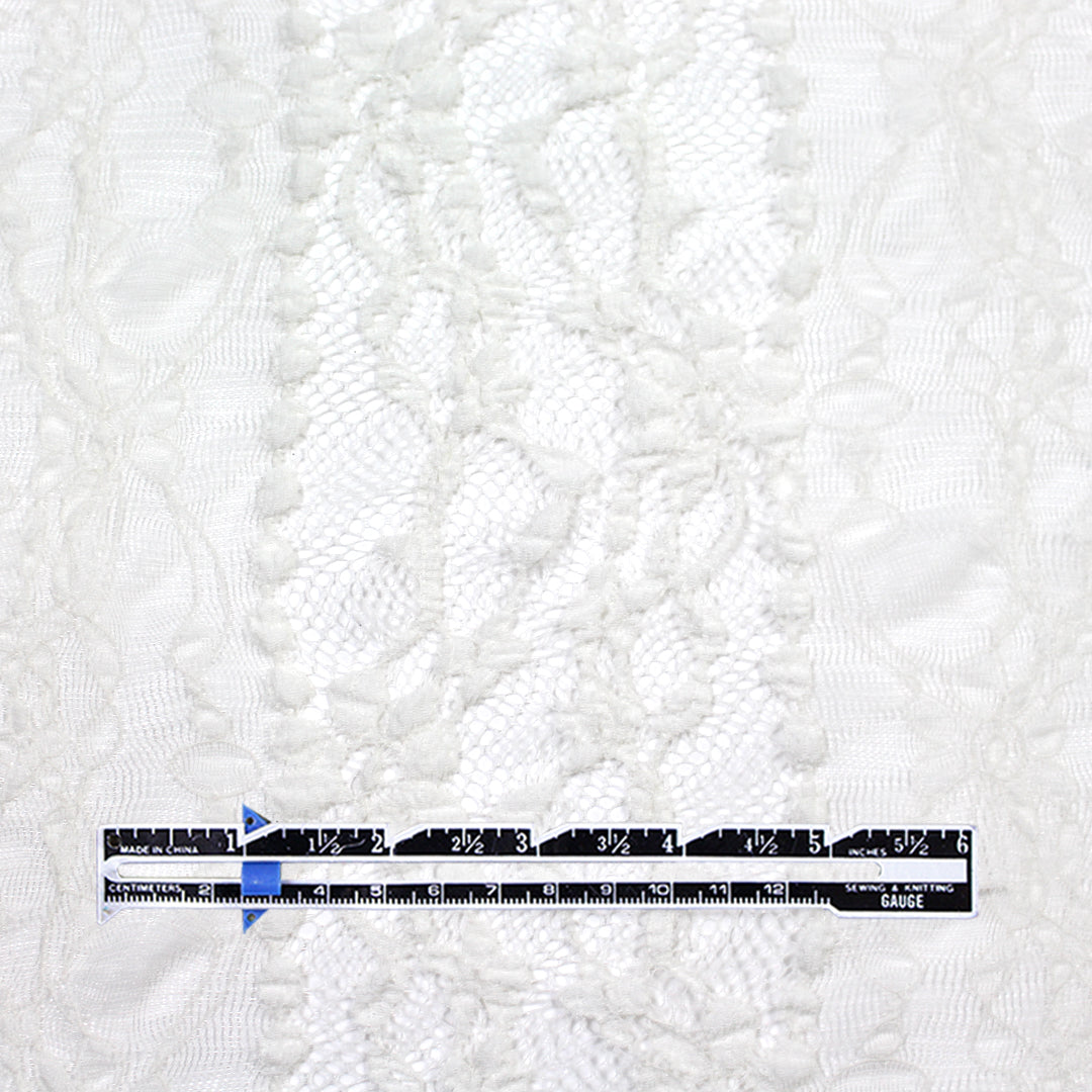 CA designer ivory floral woven mesh stretch lace 2 yd