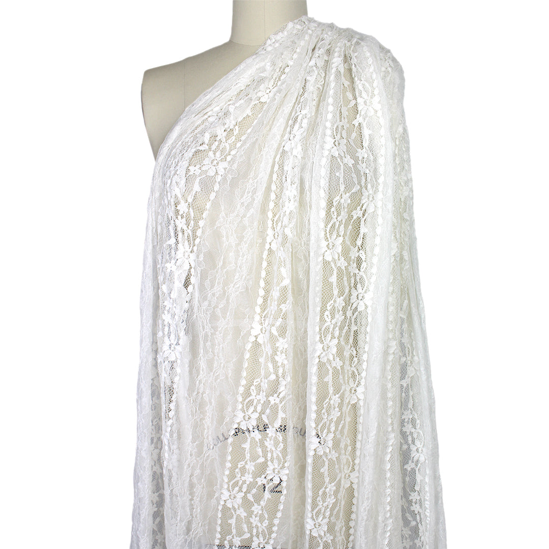 CA designer ivory floral woven mesh stretch lace 1.75 yd