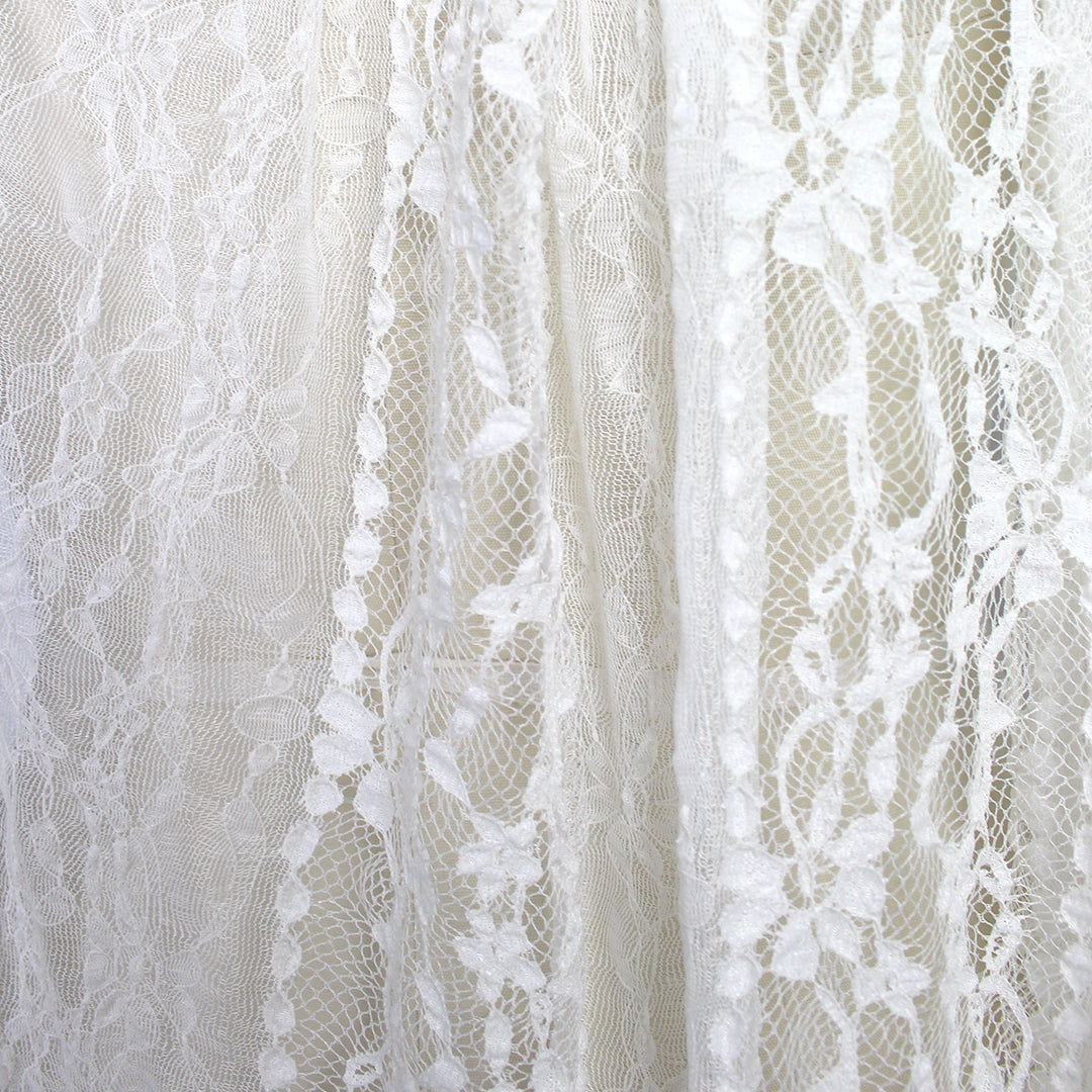 CA designer ivory floral woven mesh stretch lace .75 yds