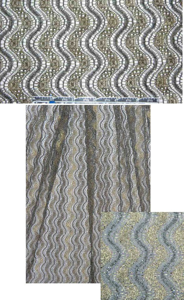 NY designer gold dusted army green lace 1.375 yd