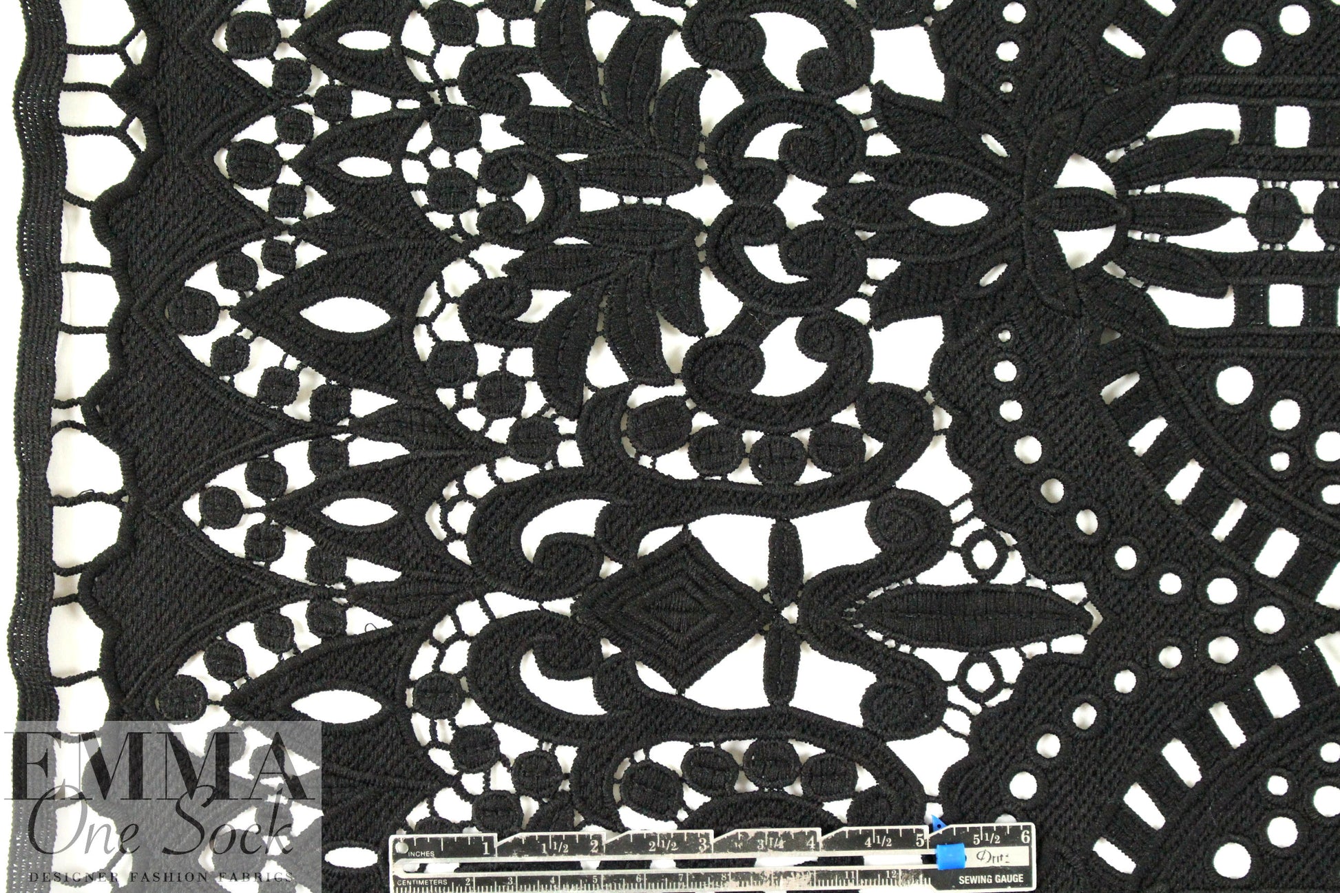 NY designer fancy guipure lace - black 2 yd