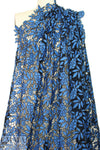 NY designer floral guipure lace - cobalt/black