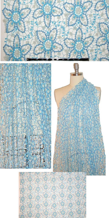 NY designer delicate floral lace - aqua tones