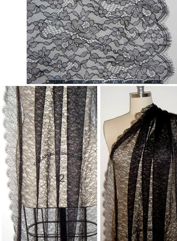 Solstiss French viscose blend chantilly lace - black