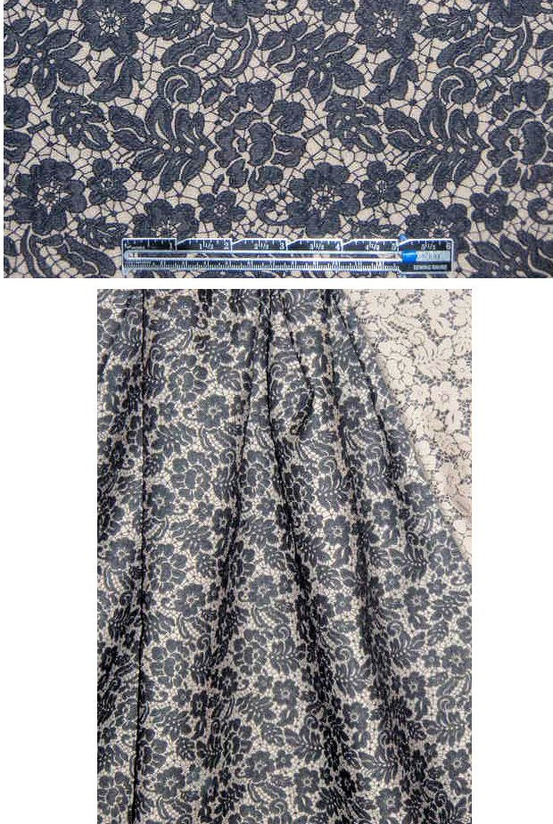 Italian textured lace jacquard - taupe/black 1.75 yd