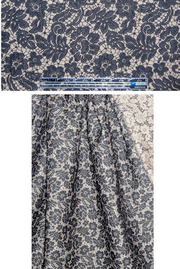 Italian textured lace jacquard - taupe/black 1.75 yd