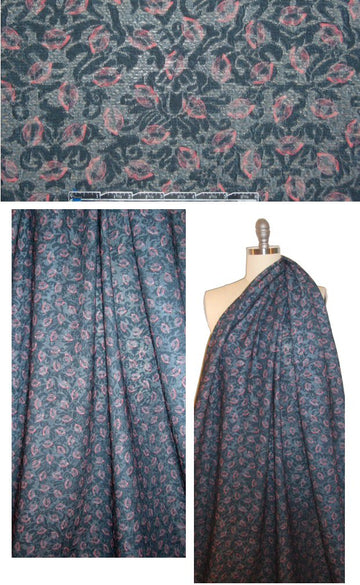 Italian 'kisses' printed lace jaquard - rouge/slate 2 yds