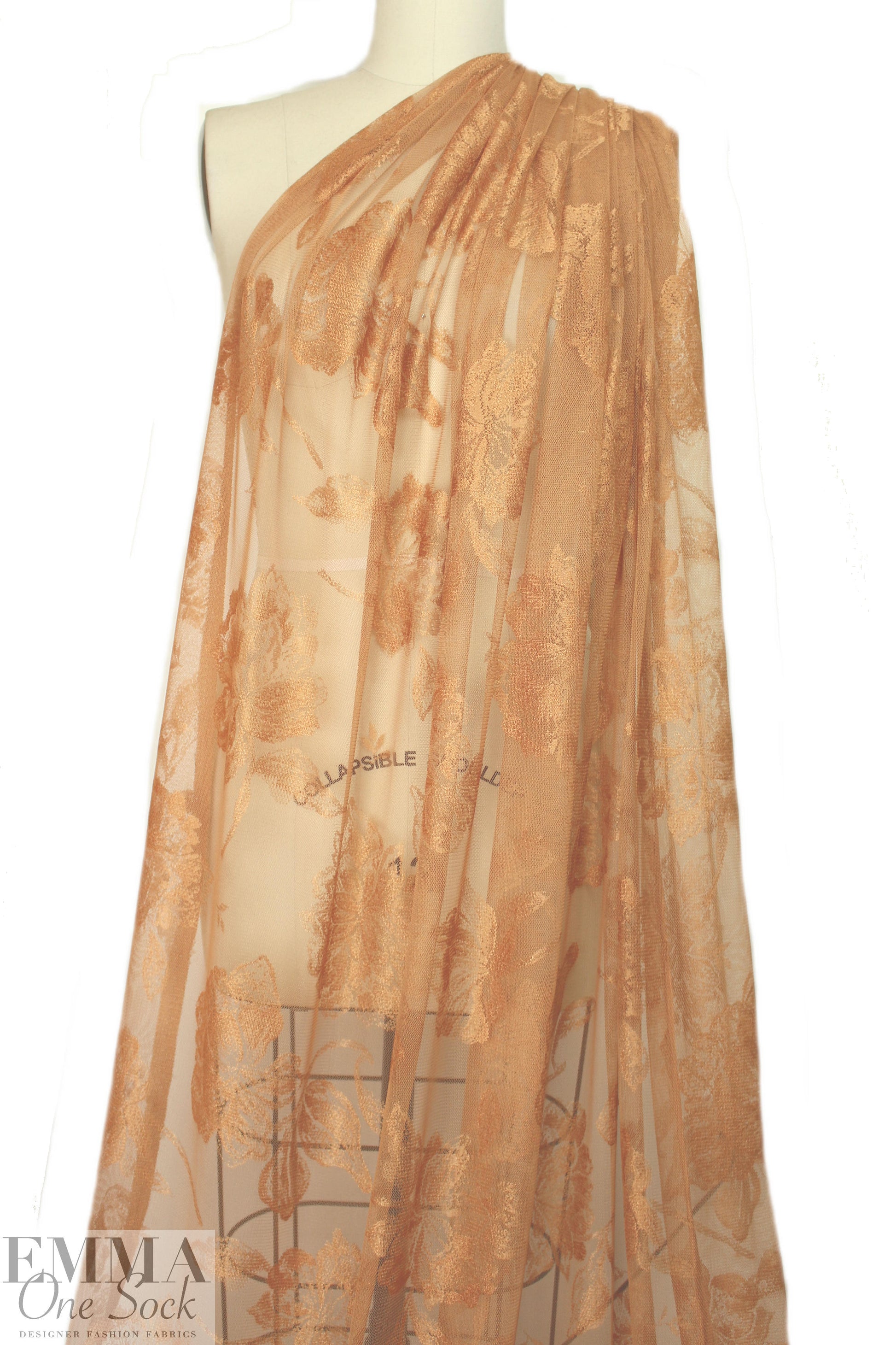R0darte Italian apricot floral mesh lace