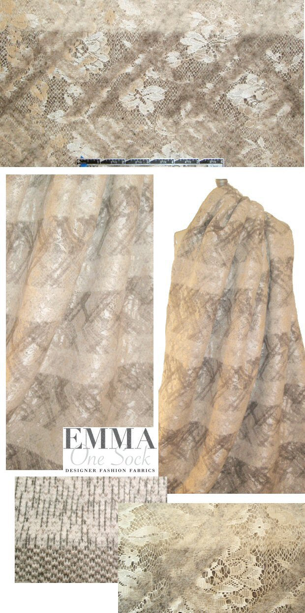 Mi11y Italian ottoman wool with lace overlay coating