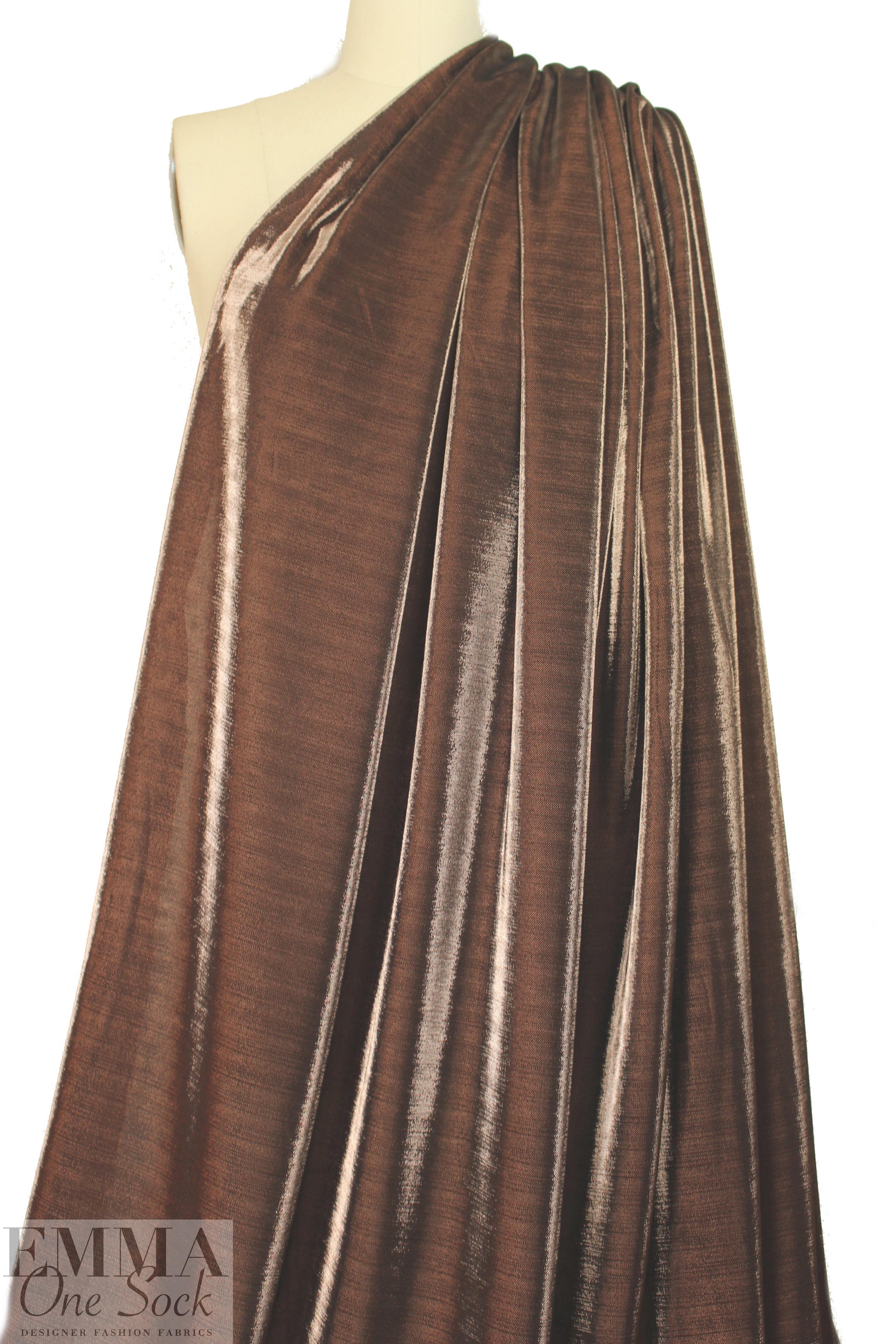 Italian bronze metallic viscose lame' knit .75 yds