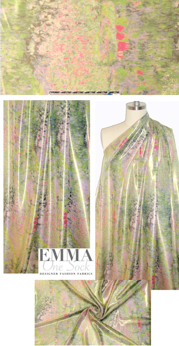 Italian 'Monet' printed gold silk lame' .75 yds