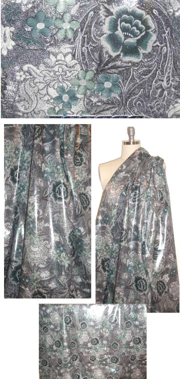 Italian eucaluptus floral laminated stretch cotton 1.66 yd