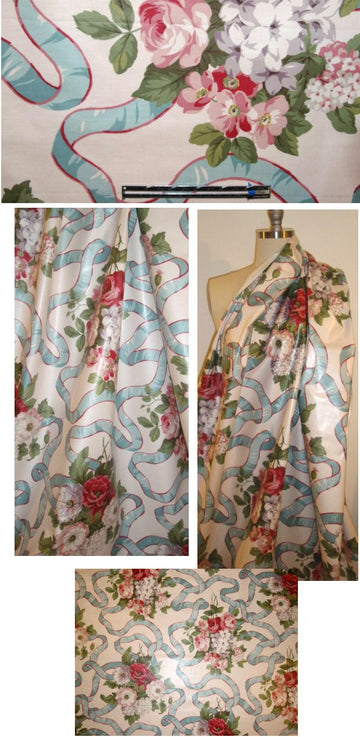English retro ribbon floral laminated cotton