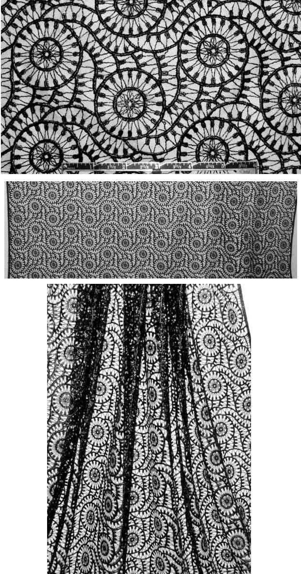 David Meister laminated black cotton lace