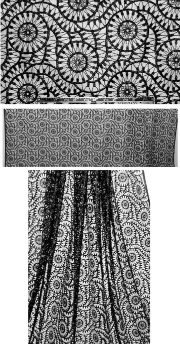 David Meister laminated black cotton lace