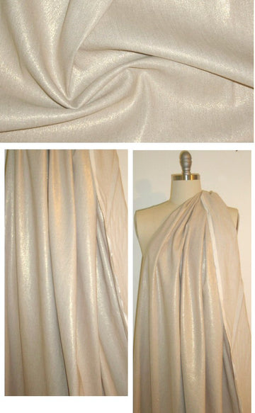Italian laminated STRETCH linen - natural/gold 1.625 yd