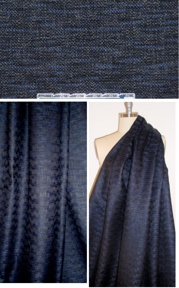 Italian navy/black 'waxed' cotton tweed