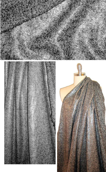 Rebecca Tayl0r salt/pepper laminated wool blend tweed