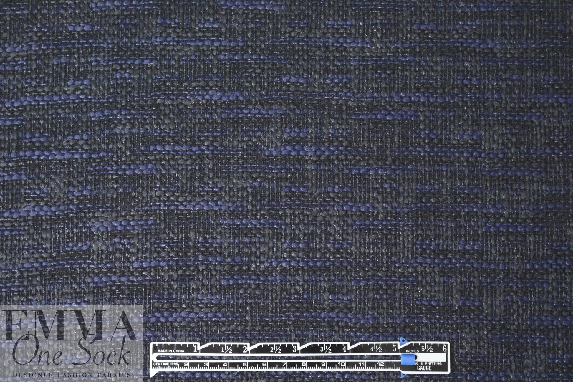 Italian navy/black 'waxed' cotton tweed