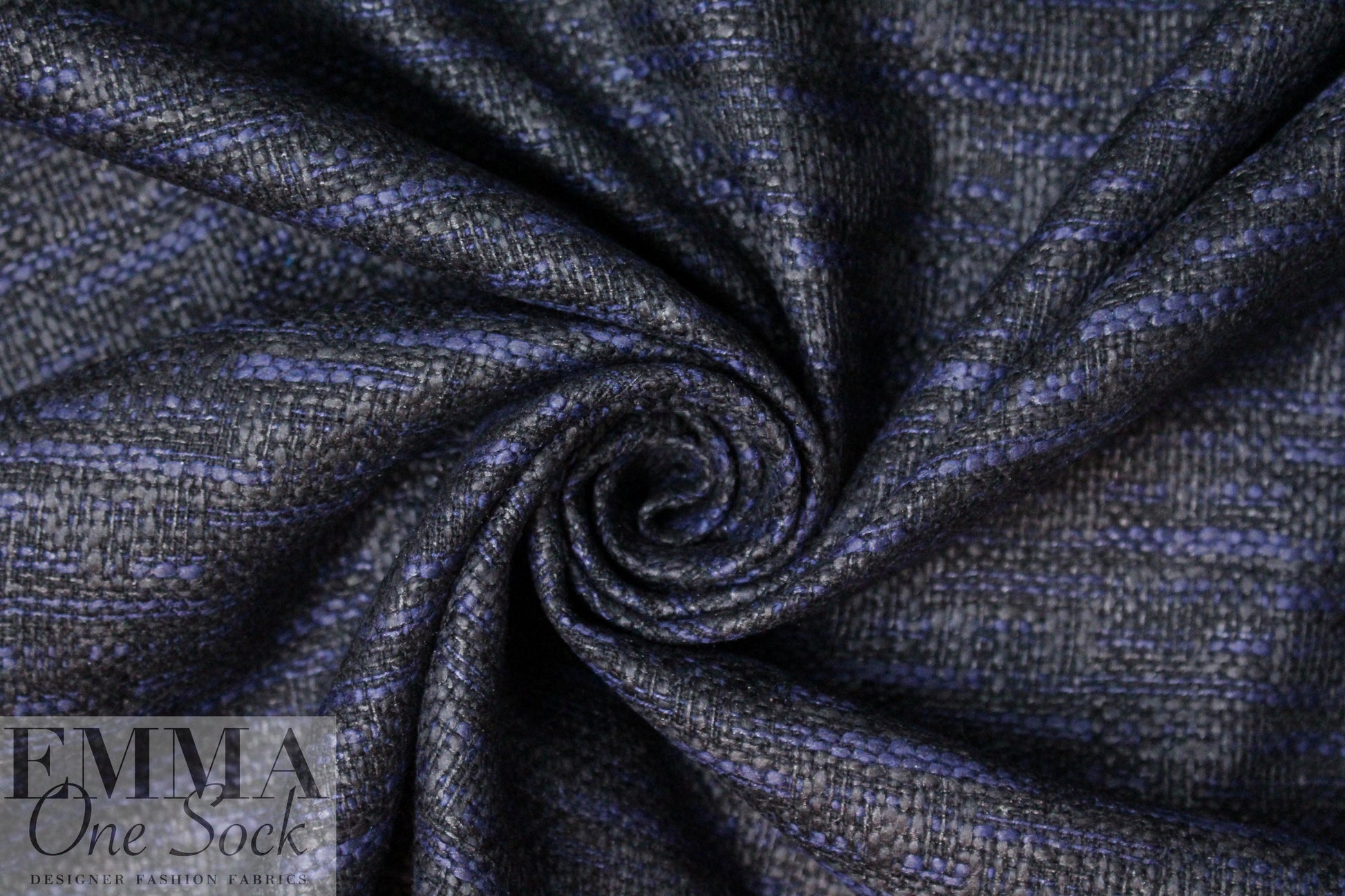 Italian navy/black 'waxed' cotton tweed
