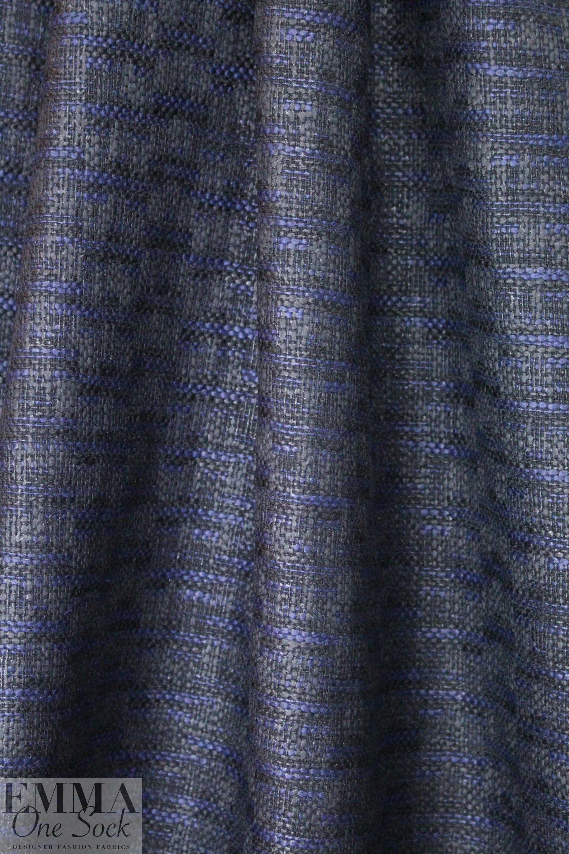 Italian navy/black 'waxed' cotton tweed