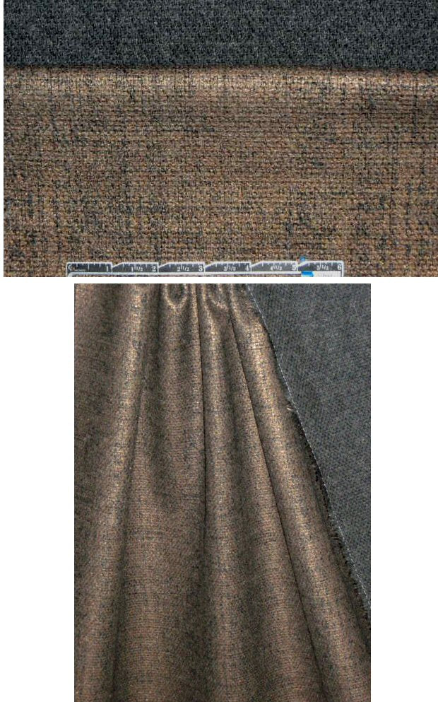 Italian coppery crosshatch laminated wool blend 1.125 yds