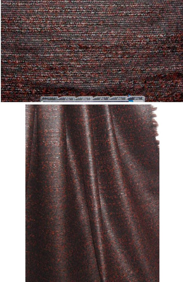 Italian brick/black laminated wool blend .66 yds