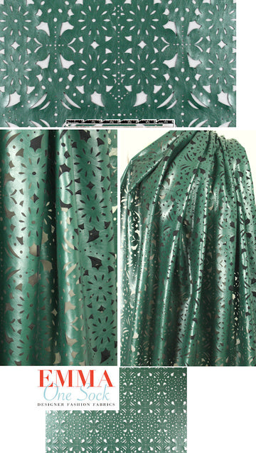 NY designer laser cut supple faux leather - hunter 2 yd