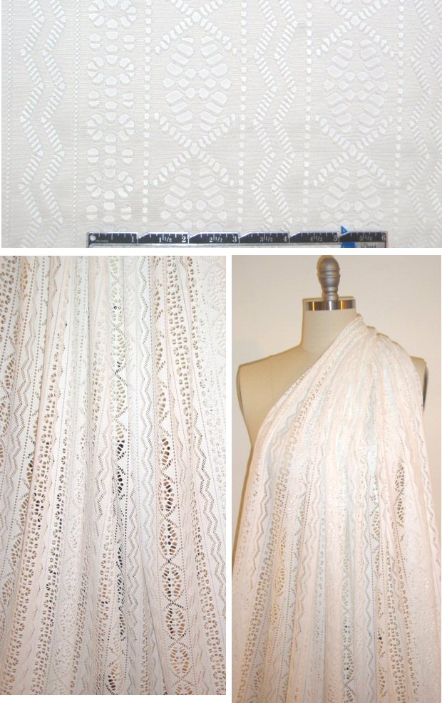 'laser crochet' yarn dyed eyelet knit - soft white 1.33 yd