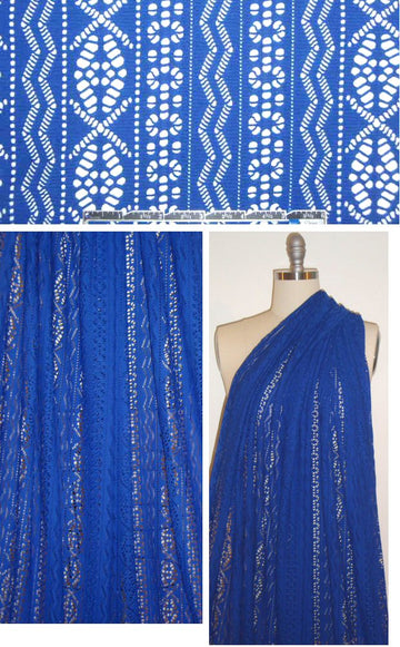 'laser crochet' yarn dyed eyelet knit - cobalt 1.125 yd