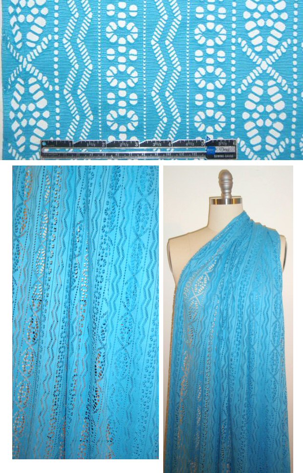 'laser crochet' yarn dyed eyelet knit - sky 2 yd