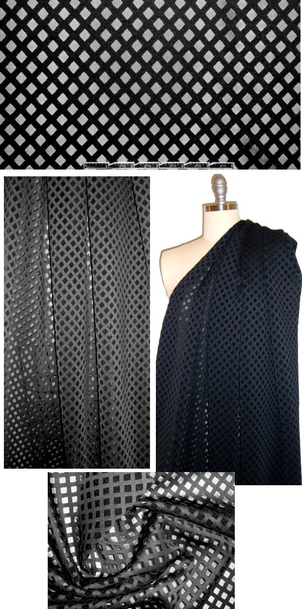 NY designer laser cut, mesh back black neoprene/scuba