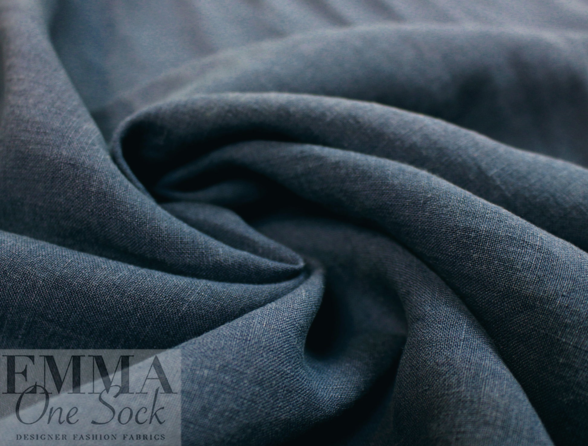 medium-light weight tumbled linen - marine 1.75 yds