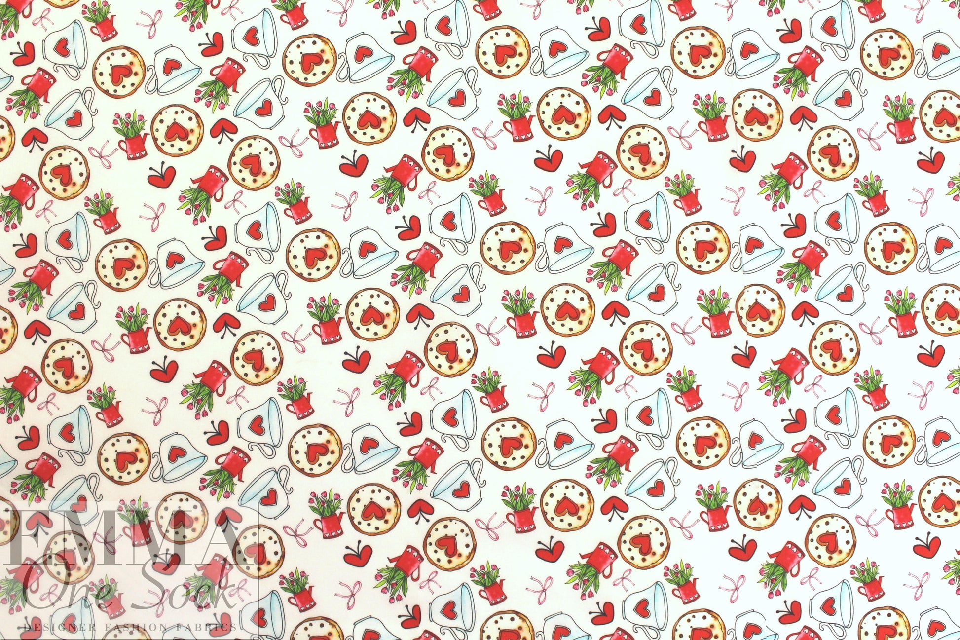 'valentea' cotton lawn - red/green/white 1.66 yd