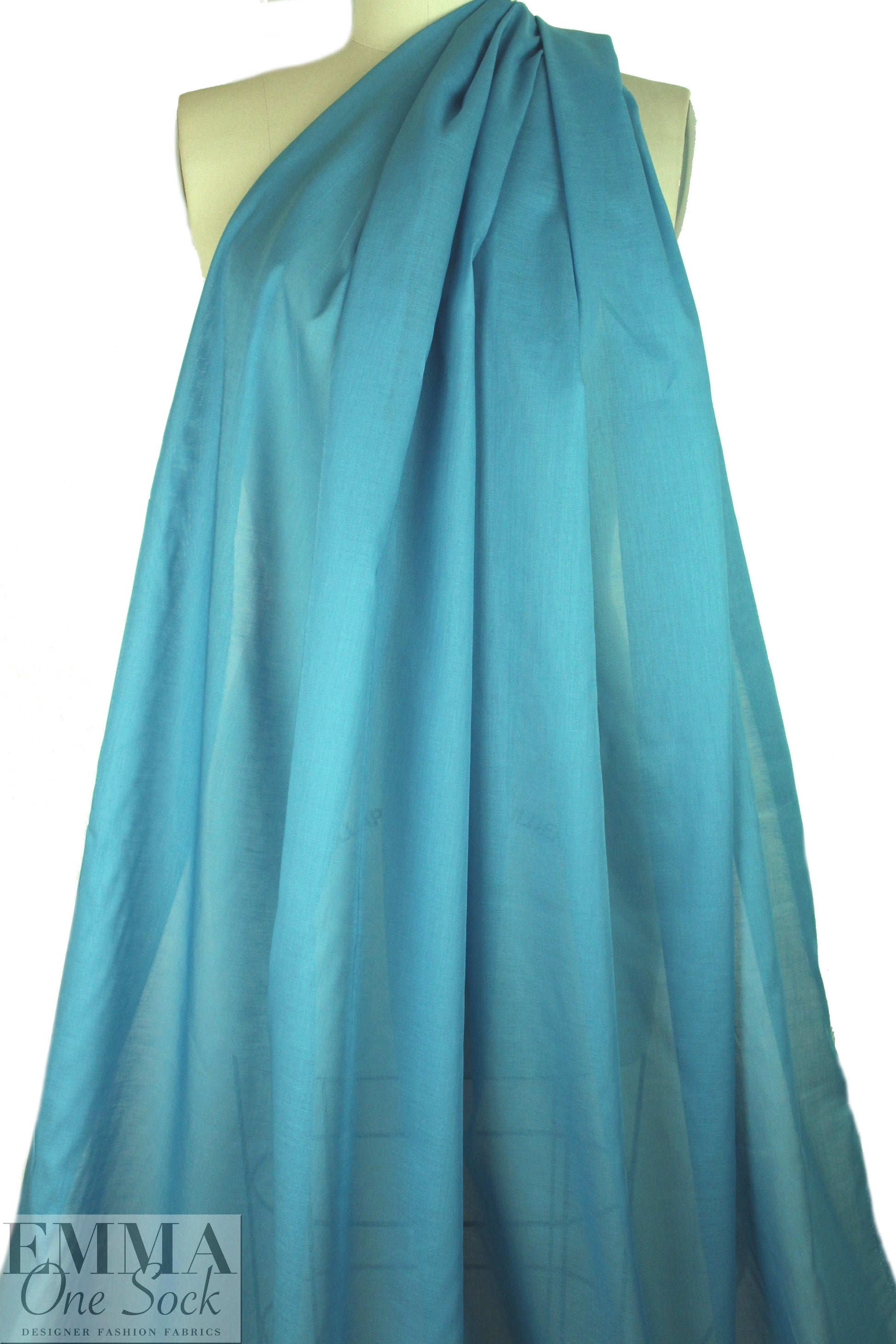 semi-sheer cotton lawn - aqua blue