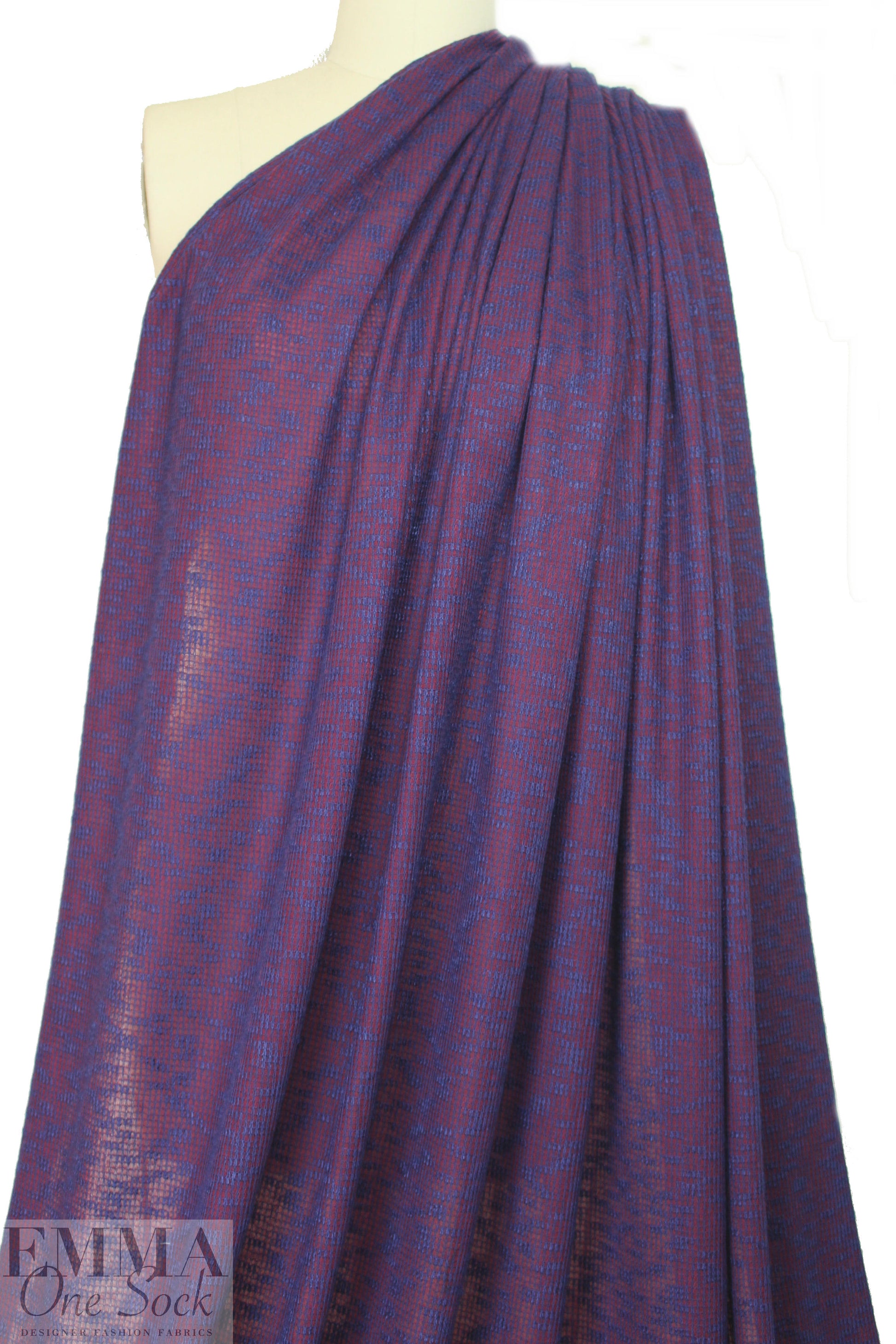 NY designer 2-layer novelty knit - brick/navy 1.625 yd