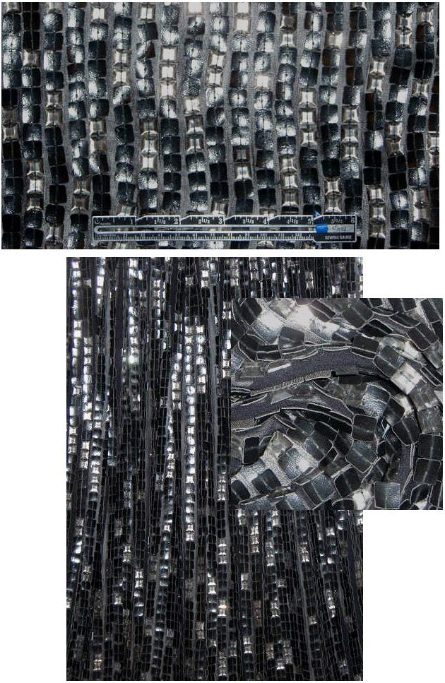 NY designer faux-leather/sequin sheer 2 yds FLAW