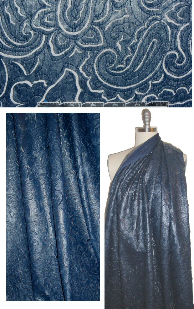 NY designer faux leather applique' mesh - dark slate