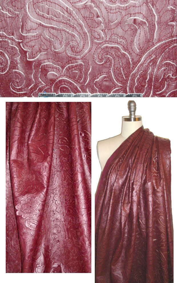 NY designer faux leather applique' mesh - red 2.5 yd