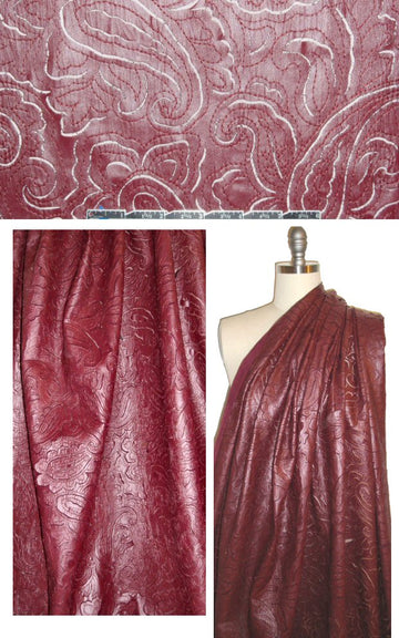 NY designer faux leather applique' mesh - red 2.5 yd