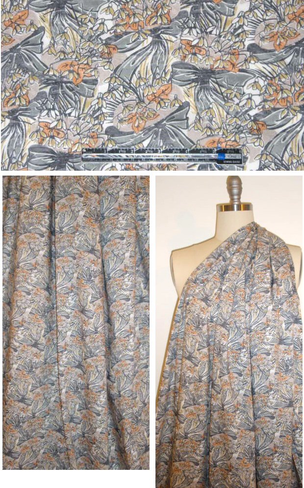 Liberty Art Fabrics: gray/sorbet floral Tana lawn .80 yds