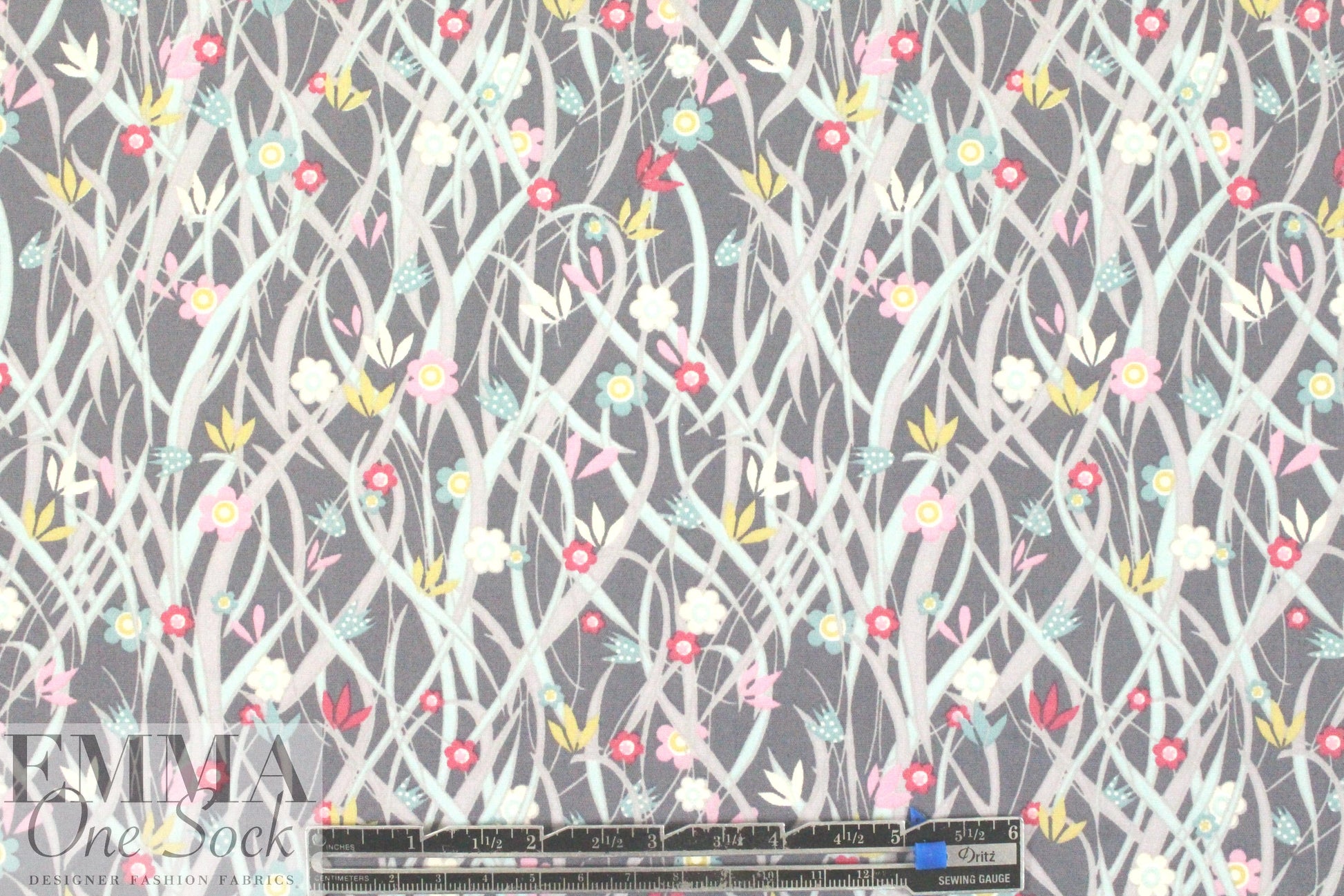 Liberty Art Fabrics: gray floral cotton/span woven
