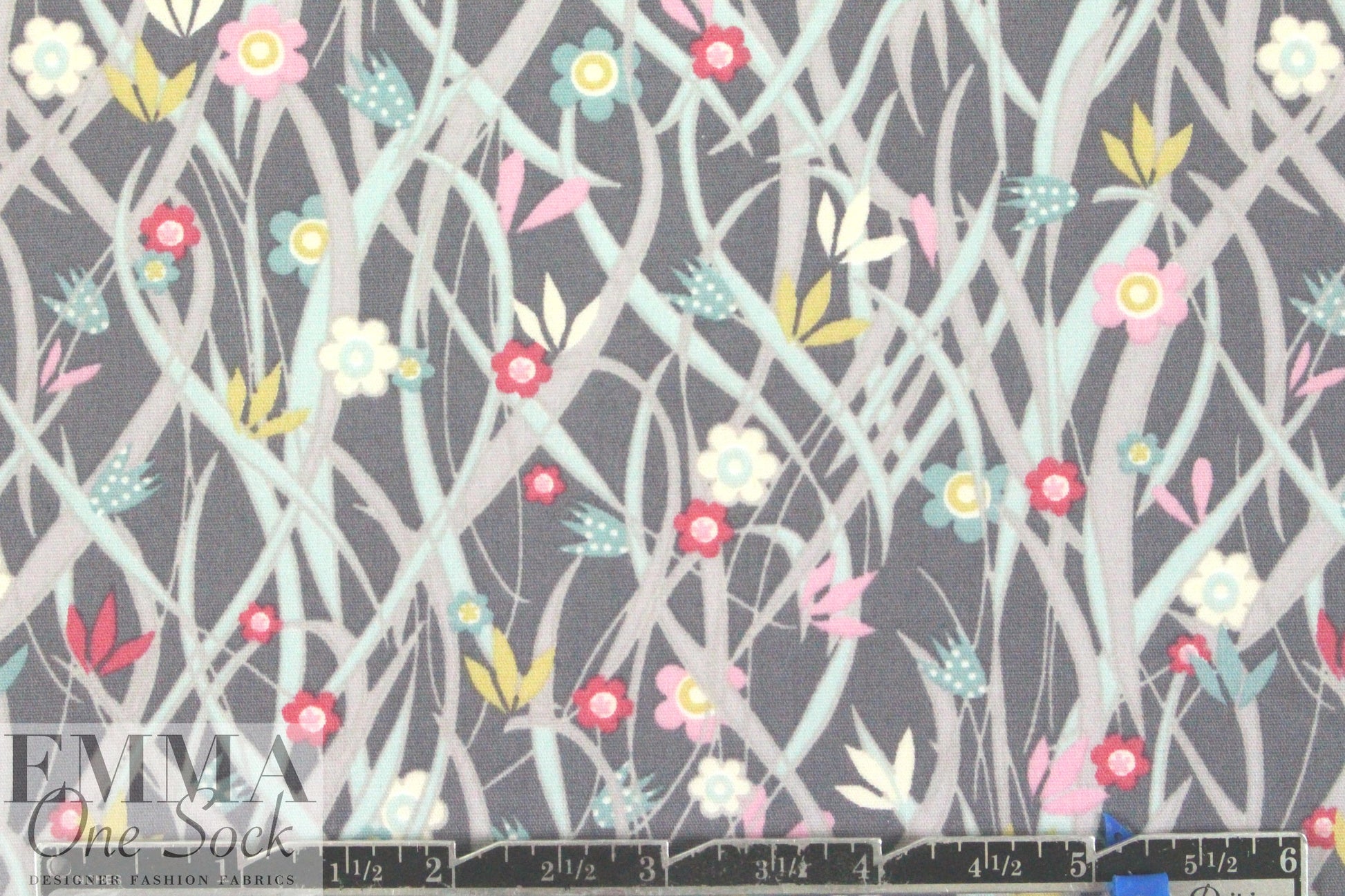 Liberty Art Fabrics: gray floral cotton/span woven