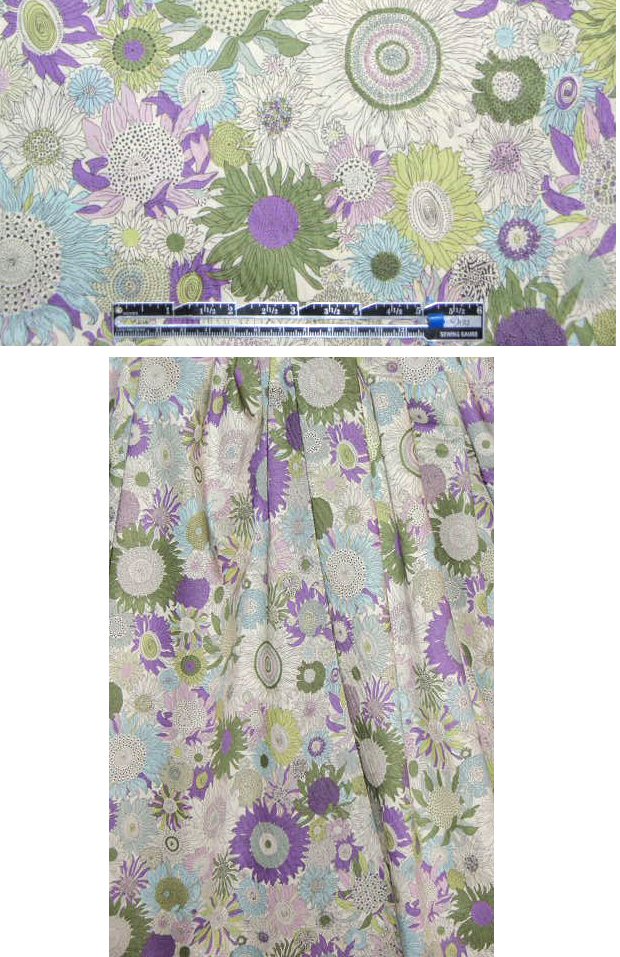 Liberty Art Fabrics: purple/green floral cotton lawn 1.5 yds