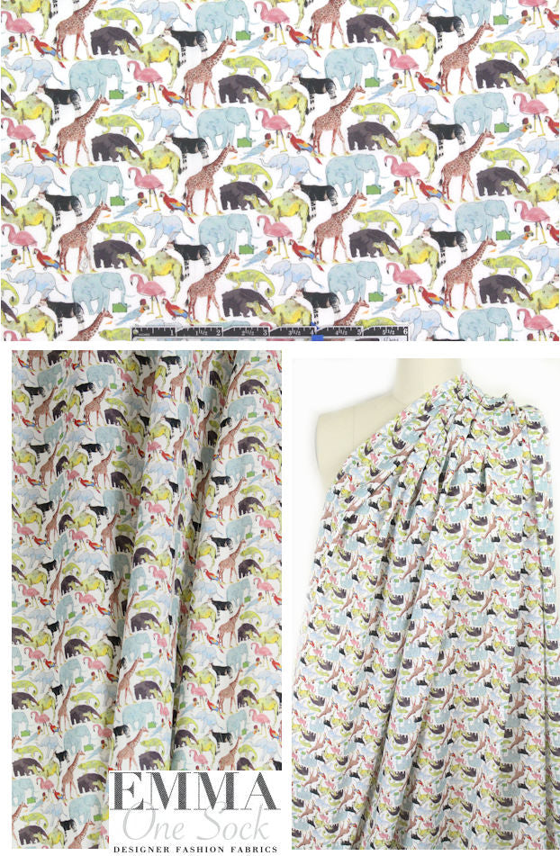 Liberty Art Fabrics: 'Queue for the Zoo' Tana lawn 1.75 yds