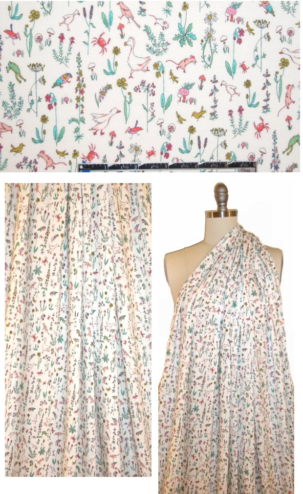 Liberty Art Fabrics backyard critters rayon/lycra knit
