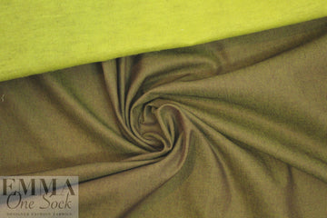 Italian fleece-lined no stretch denim - olive/kiwi 1.33 yds