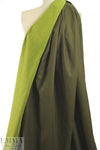 Italian fleece-lined no stretch denim - olive/kiwi 1 yard